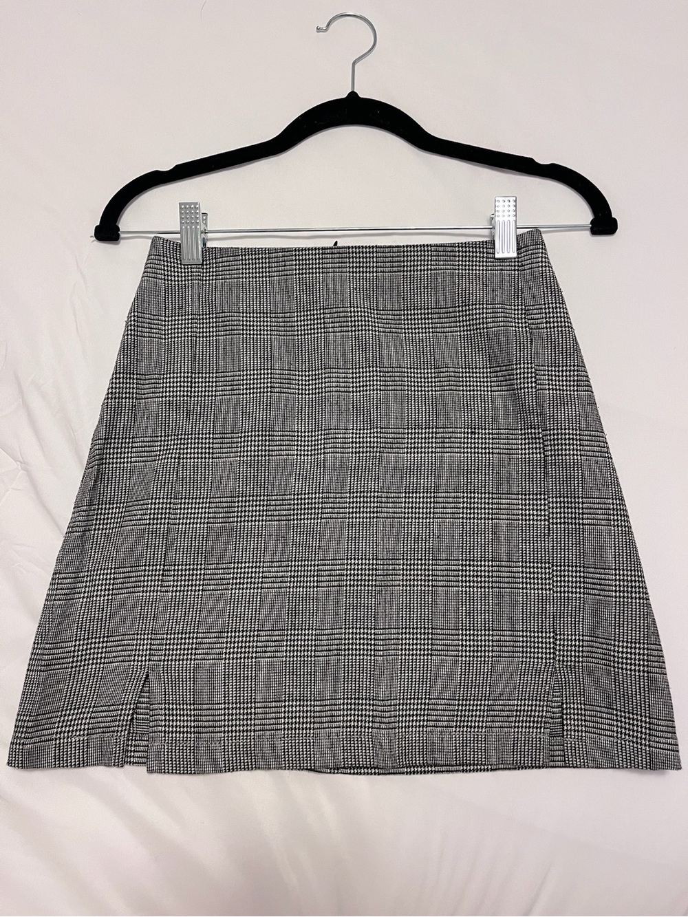 Brandy Melville Checkered A-Line Mini Skirt, Black/White